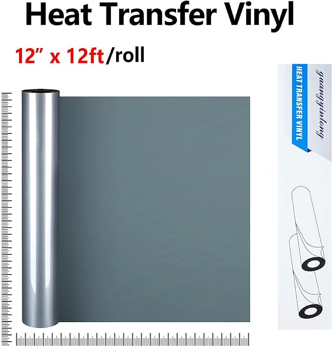 guangyintong Silver Heat Transfer Vinyl HTV Rolls, Glossy Surface HTV Vinyl
