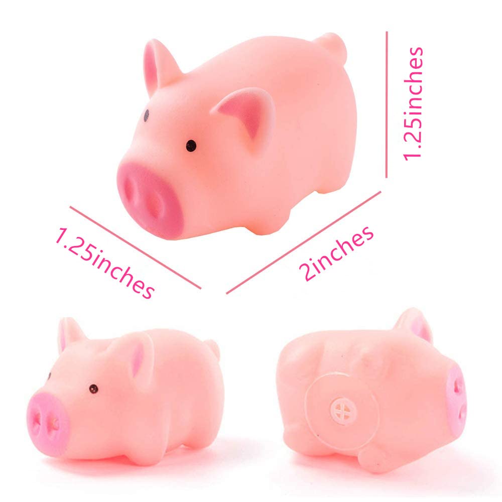 HAKACC 20 PCS Mini Squishies Pig Bath Toys, Pink Rubber Squeaky Baby Bathtub Toys for Baby Shower Party Favors