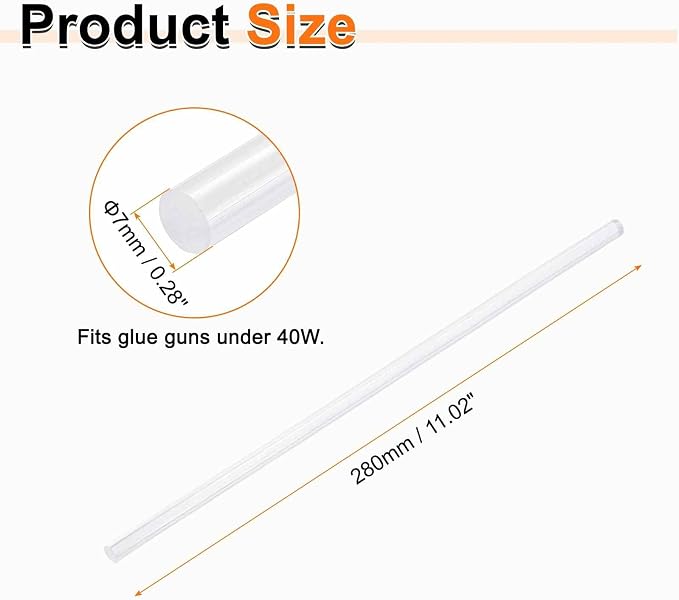 HARFINGTON 10pcs Hot Glue Sticks 0.28" Dia x 11.02" Long EVA Mini Hot Melt