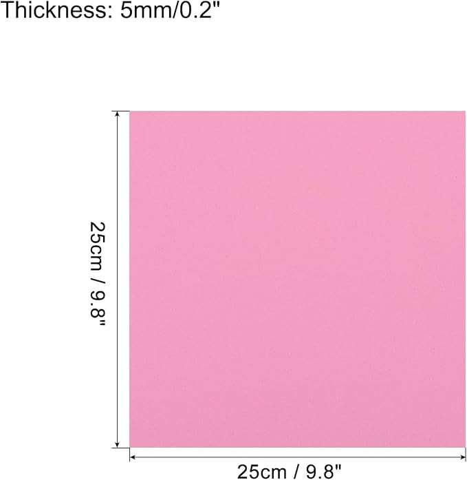 MECCANIXITY EVA Foam Sheets Pink 9.8 Inch x 9.8 Inch 5mm Thick Crafts Foam