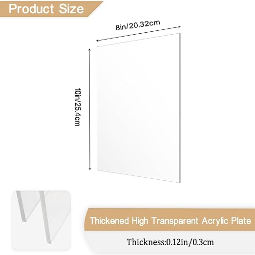 2 Pieces 1/8" Thick Acrylic Sheets, Plexiglass Sheets, Photo Frames