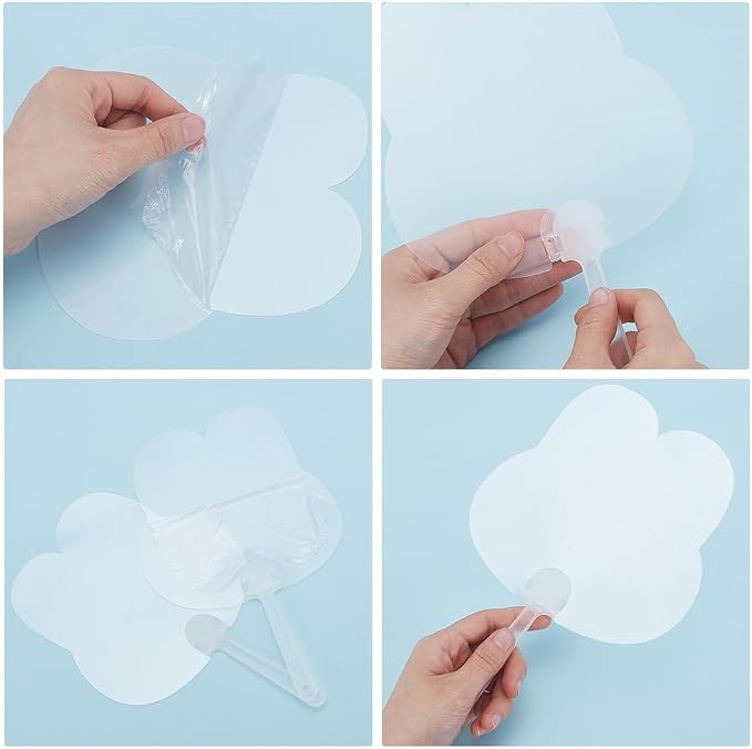 10Pcs Blank Plastic Hand Fans PVC Transparent Hand Fan Cute Handheld
