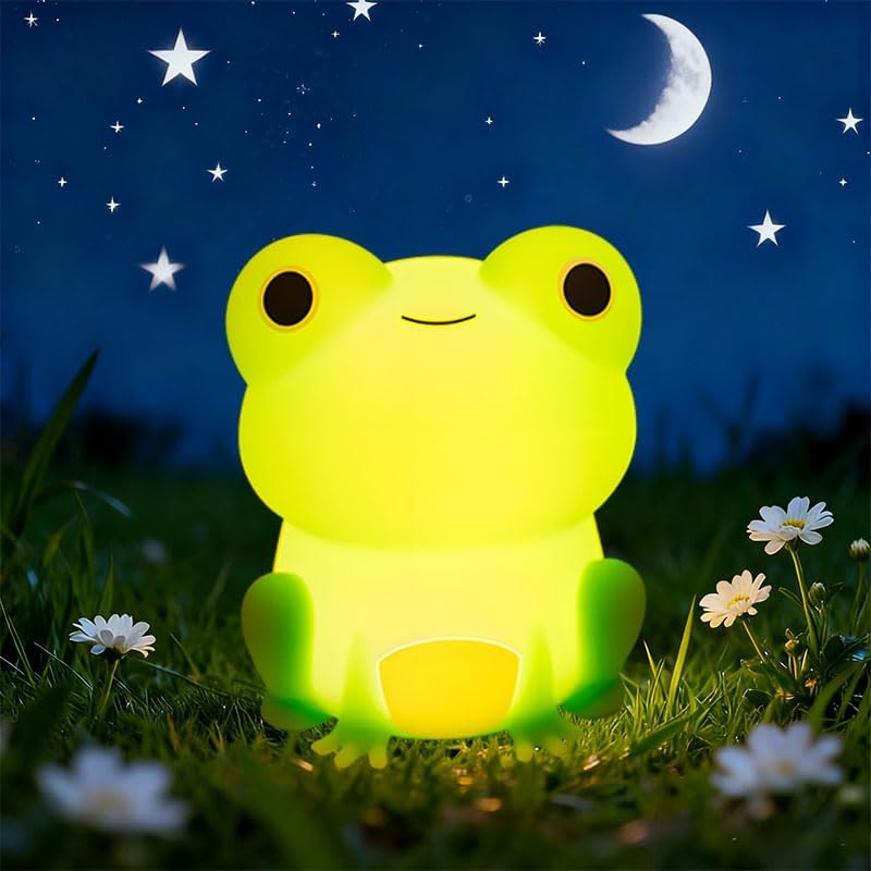 Night Light for Kids,Cute Frog lamp,Warm-Toned Soft Silicone Sleep Night Light,Best Bedroom Bedside Decor Christmas Birthday Gift for Boy Girl Toddler