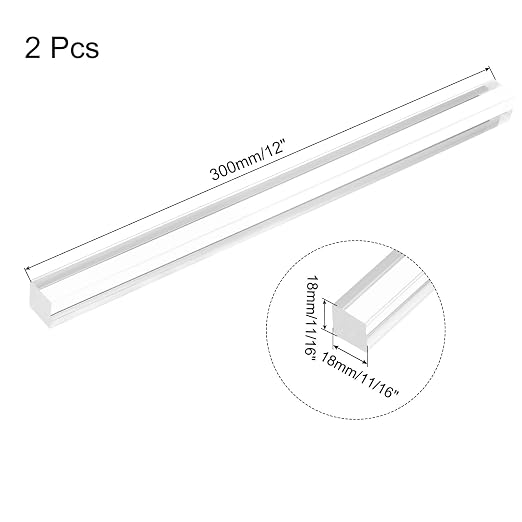 MECCANIXITY 2pcs Acrylic Square Rods 11/16" x 12" Clear Acrylic Dowel Rods