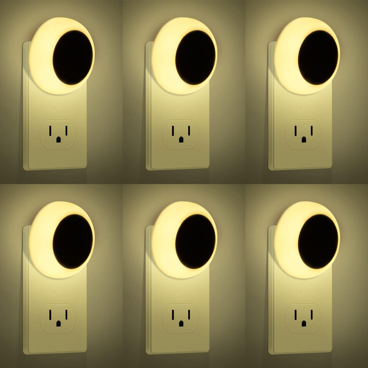 KINUR 6 Pack Night Light, LED Night Lights Plug into Wall with Dusk to Dawn sensors, Plug in Night Lights for Kids Room, Bedroom, Bathroom, Baby Nursery,Stair Lights, Hallway Light, Warm White