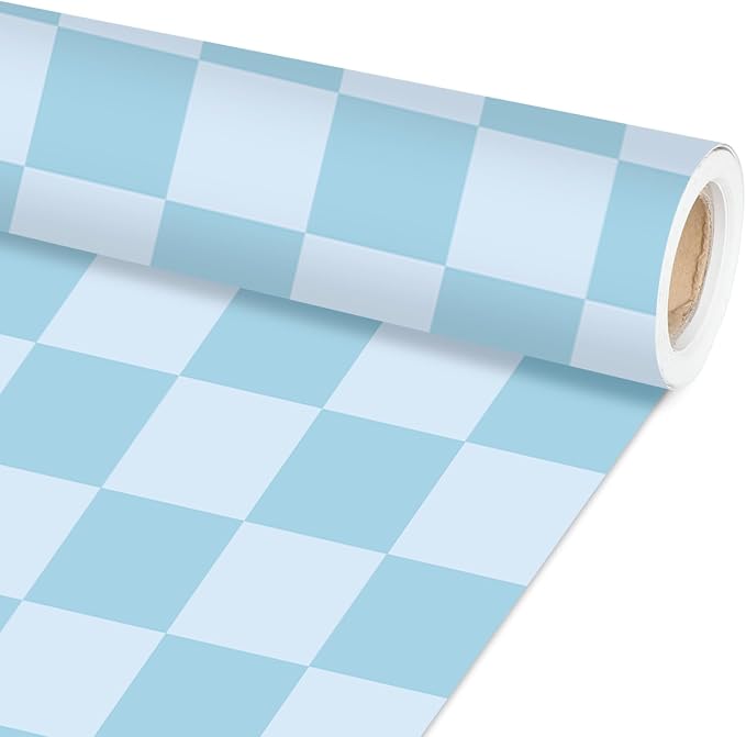 Blue Checkered Bulletin Board Paper Roll Retro Pastel Blue Bulletin Board