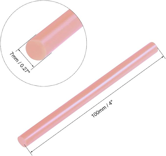 uxcell Mini Hot Glue Sticks for Glue Gun 7mm x 100mm Light Red 12pcs