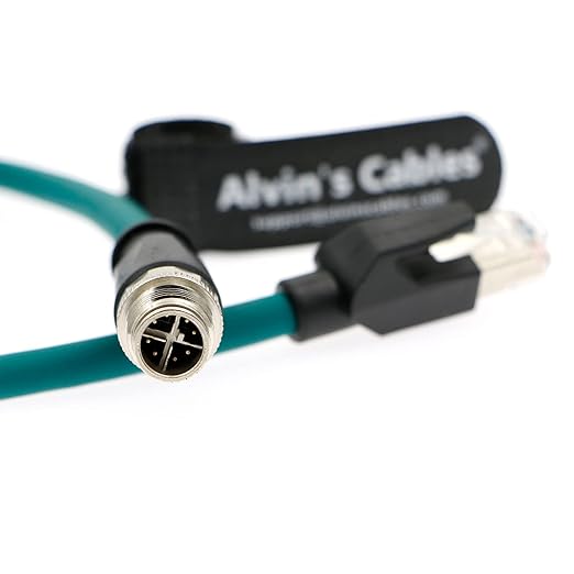 Alvin's Cables M12 8 Pin Male to RJ45 Shielded Ethernet Cable M12 X Coded 8 Position Cat6a Cable for Cognex Industrial Camera 8M/26ft