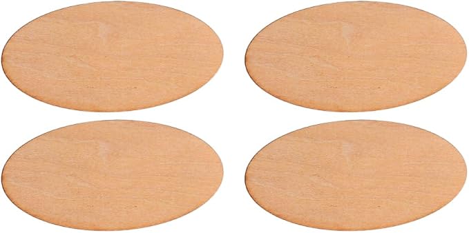 EXCEART 60Pcs Basswood Unfinished Oval Wood Slices 0.78X1.57X0.07In