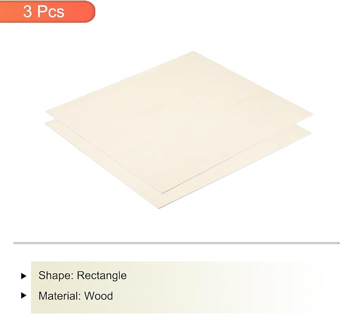 MECCANIXITY 3pcs Basswood Sheets 12 x 8 x 1/8 Inch Unfinished Wood Boards