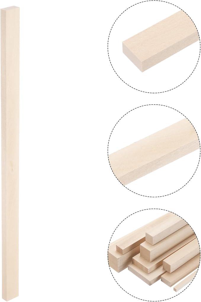 MECCANIXITY 6pcs Wood Sticks, 3/8"x 4/5" x 15" Rectangle Wooden Cube Wood