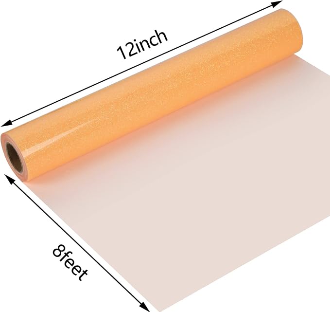 guangyintong Glow Glitter Orange Yellow Heat Transfer Vinyl HTV Rolls, Glitter