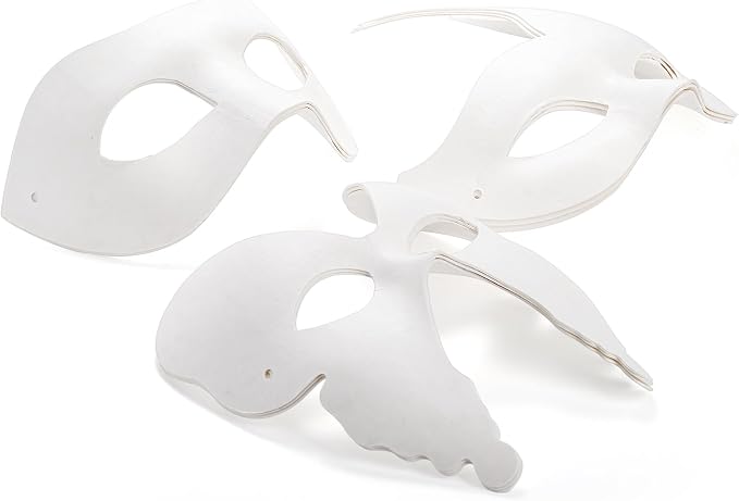 Nicunom 30 Pack Paper Mache Art Masks, DIY Blank Masks Paintable Masquerade