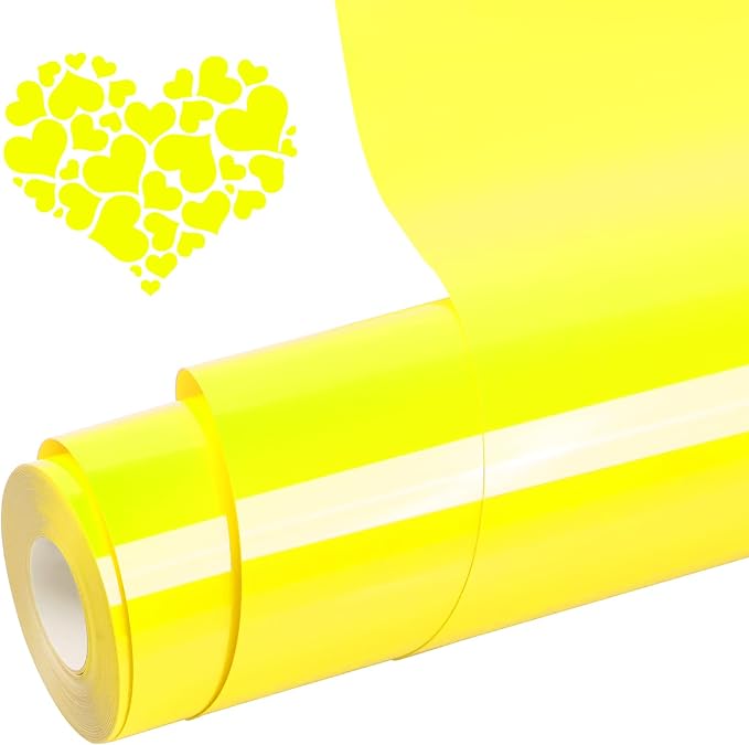 Heat Transfer Vinyl PU12Inches x 20ft Fluorescent yellowIron on