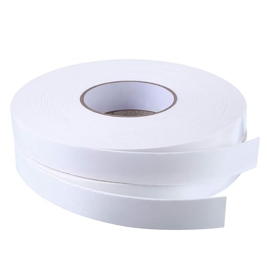 Tatuo 2 Rolls Double Sided Foam Tape 1 Inch by 50 Feet White PE Foam Tape