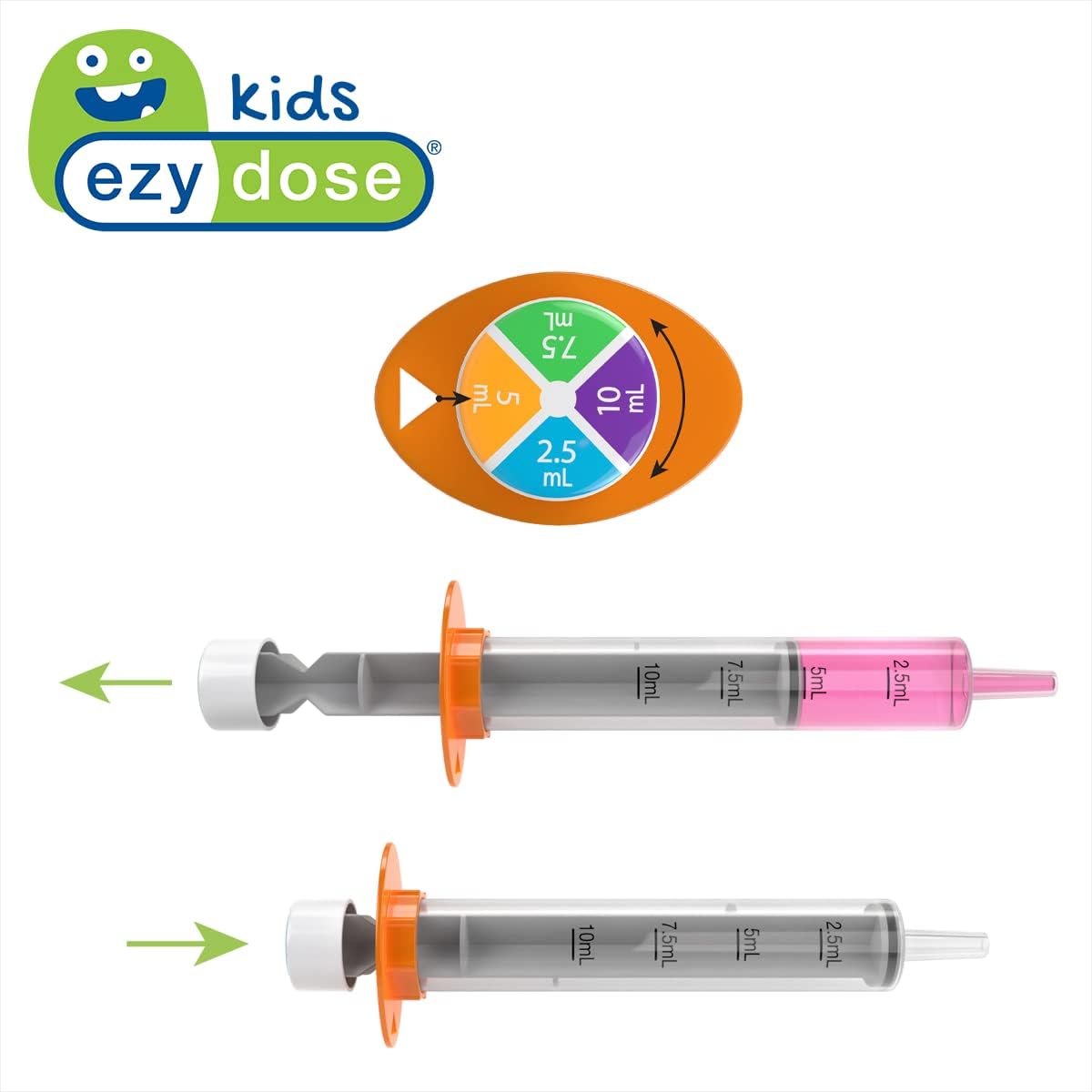EZY DOSE Kids Baby Oral Syringe & Dispenser, True Easy Design for Liquid Medicine,Tylenol, Motrin, Easy to Administer, Accurate Dosing,10 mL/2 TSP Color Coded, BPA Free