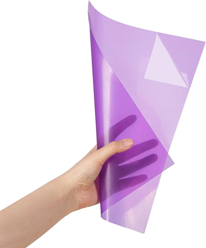 10-Pack A4 Colored PVC Flexible Plastic Sheets, 0.3mm Purple Transparent Film