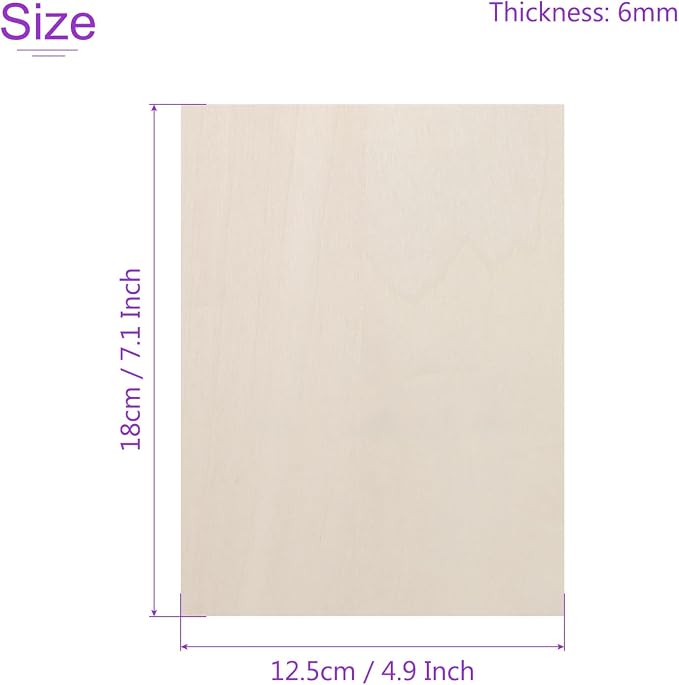 DMiotech 25 Pack 7.1 x 5 x 1/4 Inches 6mm Thick Wood Sheets Basswood Sheets