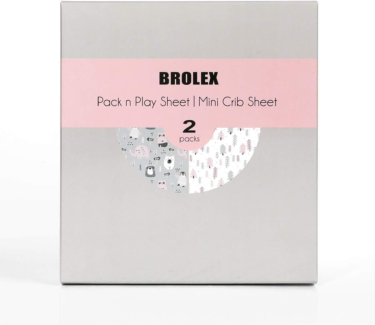 BROLEX 2 Pack Mini Crib Sheets, Stretchy Portable Fitted Playard Sheet Set, Convertible Playard Mattress Cover, Ultra Soft Breathable Material, Jungle Animals