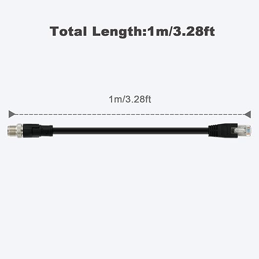 Alvin's Cables M12 8 Pin Male to RJ45 Shielded Ethernet Cable X Coded 8 Position Cat6a Cable for Cognex Industrial Camera 3.2ft/1M