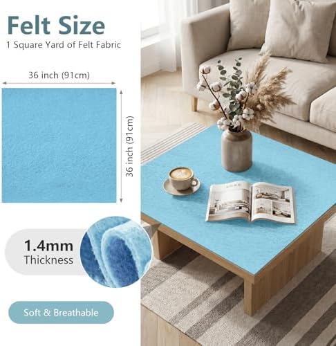Baby Blue Felt Fabric 36'' X 36'', 1.4mm Large Felt Sheets Soft Durable Crafts