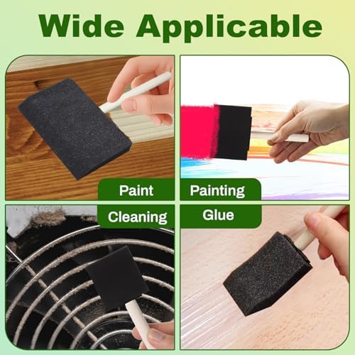 24 Pcs Foam Paint Brushes Set, Sponge Paint Brush, Wooden Handles Foam Brush