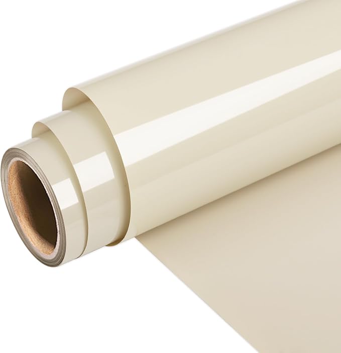 WRAPXPERT Cream HTV Vinyl Rolls Beige Heat Transfer Vinyl 12''x5ft Iron on Vinyl