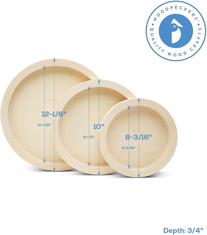 Circle Wood Panel 8-3/16 inch Diameter, Unfinished Wooden Trays