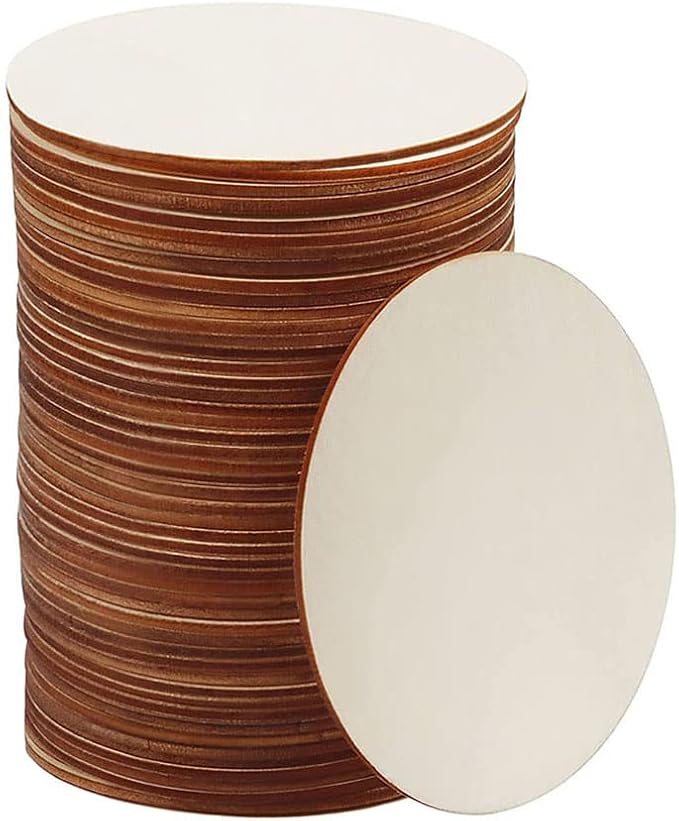 50 Pcs 4 Inch Wood Circles for Crafts, Unfinished Blank Wooden Circles Round