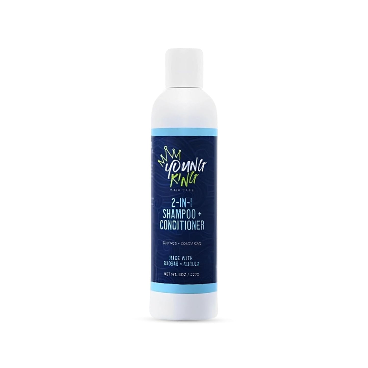 Young King Hair Care Kids 2-in-1 Shampoo & Conditioner For Boys | Cleanse and Hydrate Natural Curls | Plant-Based and Harm-Free | 8 oz
