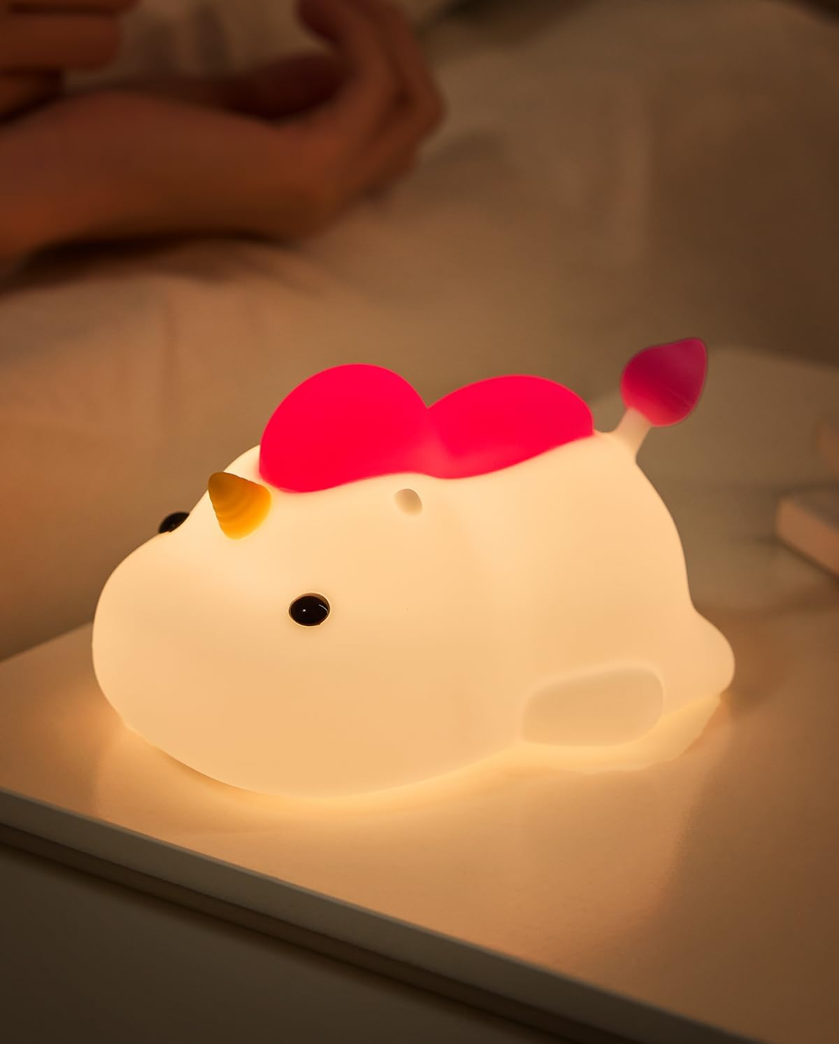 Unicorn Night Light for Kids, Soft Silicone Tap Control Lamp with 30-Min Auto-Off Timer, Rechargeable Portable LED Bedroom Bedside Light for Baby Nursery Toddler