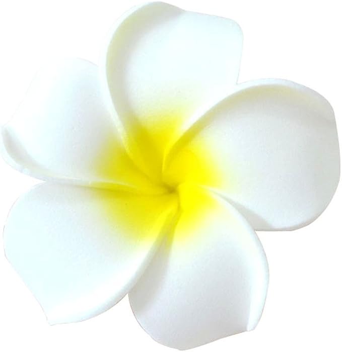Pursuestar 100Pcs White Foam Hawaiian Frangipani Artificial Plumeria Flower