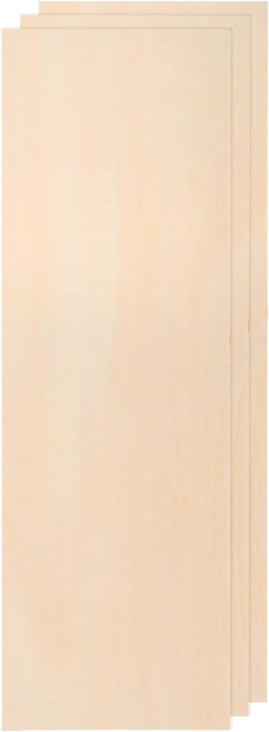 MECCANIXITY 3pcs Basswood Sheets 12 x 4 x 1/16 Inch Unfinished Wood Boards