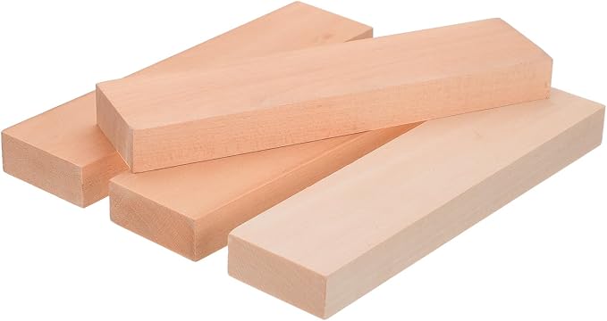 MECCANIXITY 4Pcs Basswood Carving Block, 0.8"x2"x8" Square Wooden Dowels Blocks