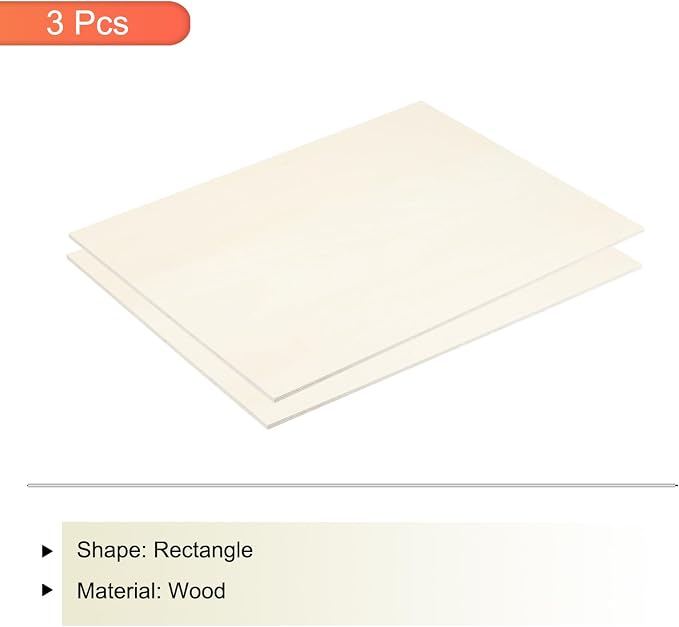 MECCANIXITY 3pcs Basswood Sheets 12 x 16 x 3/16 Inch Unfinished Wood Boards
