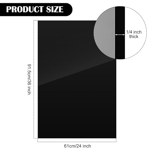 Juexica 1 Pcs 24'' x 36'' Black Acrylic Sheet 1/4'' Thick Cast Acrylic Sheet