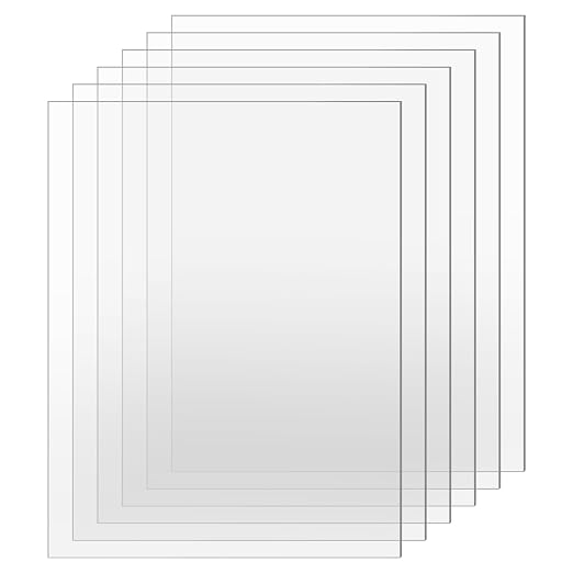 TKOnline 6 PCS Plexiglass Sheets, 8.5" x 11" x 0.04 Clear PET Sheet Panels