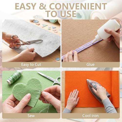 Cream Beige Felt Fabric 36'' X 36'', 1.4mm Large Felt Sheets Soft Durable