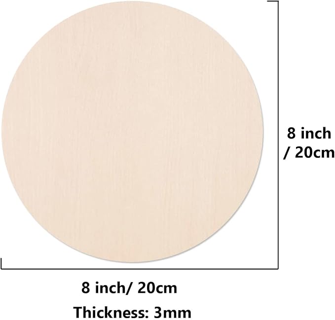20PCS 8Inch Round Poplar Wood Discs