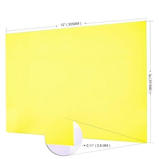 6 PCS Transparent Fluorescent Yellow Cast Acrylic Sheets 8" x 12" x 0.118"