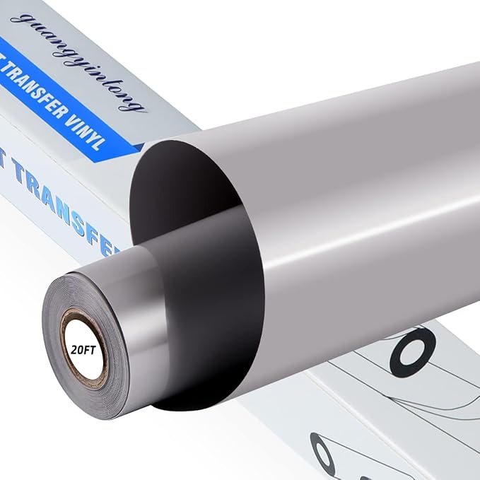 Guangyintong Heat Transfer Vinyl Gray HTV Rolls, Glossy Surface HTV