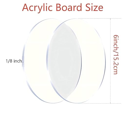 10Pcs 1/8" Round Acrylic Disc 6 Inch Diameter, Circle Acrylic Cake Disk | Clear