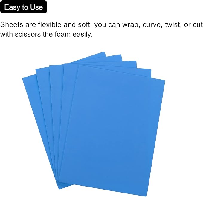 MECCANIXITY EVA Foam Sheets Blue 7.6 Inch x 5.9 Inch 1.5mm Thickness