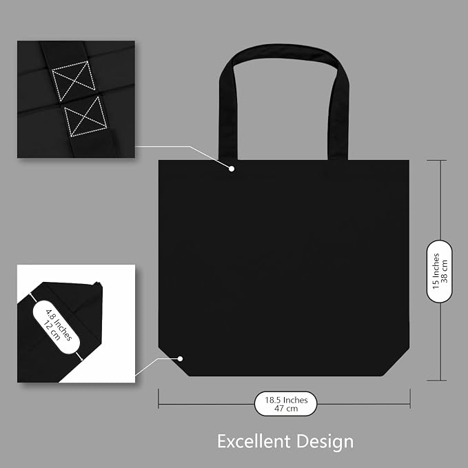 TOPDesign 3-Pack Super Strong Large 12oz Cotton Canvas Tote Bags, Reusable