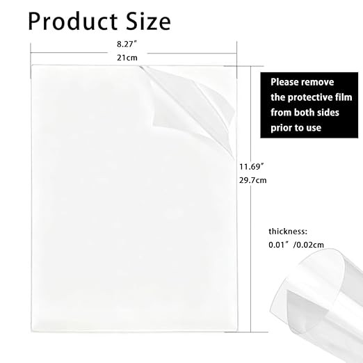20PCS Clear Plastic Sheet, A4 PVC Flexible Plastic Board Transparent Acrylic