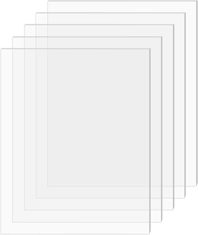 SimbaLux Acrylic Sheet Clear Cast Plexiglass 8”x10” 0.08” Thick 2mm, 5 Pack |
