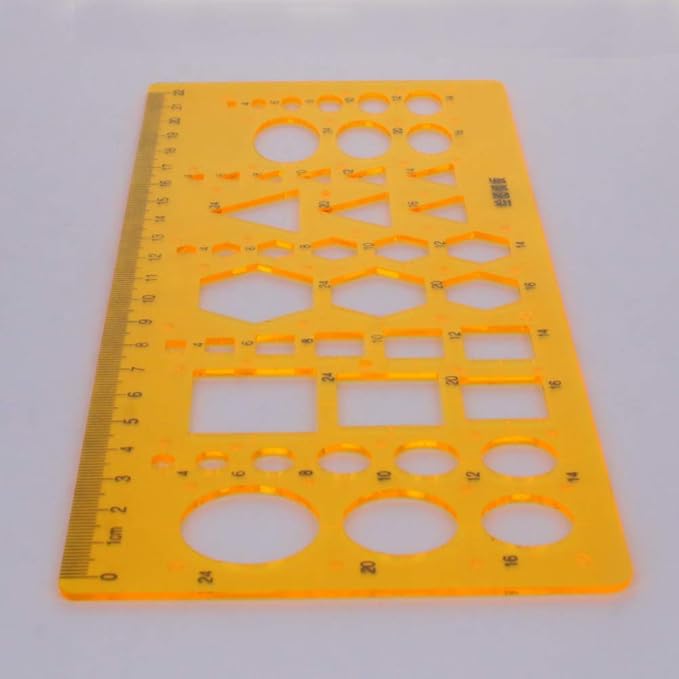 Utoolmart Plastic Drawing Templates Yellow Measuring Rulers Geometric Templates