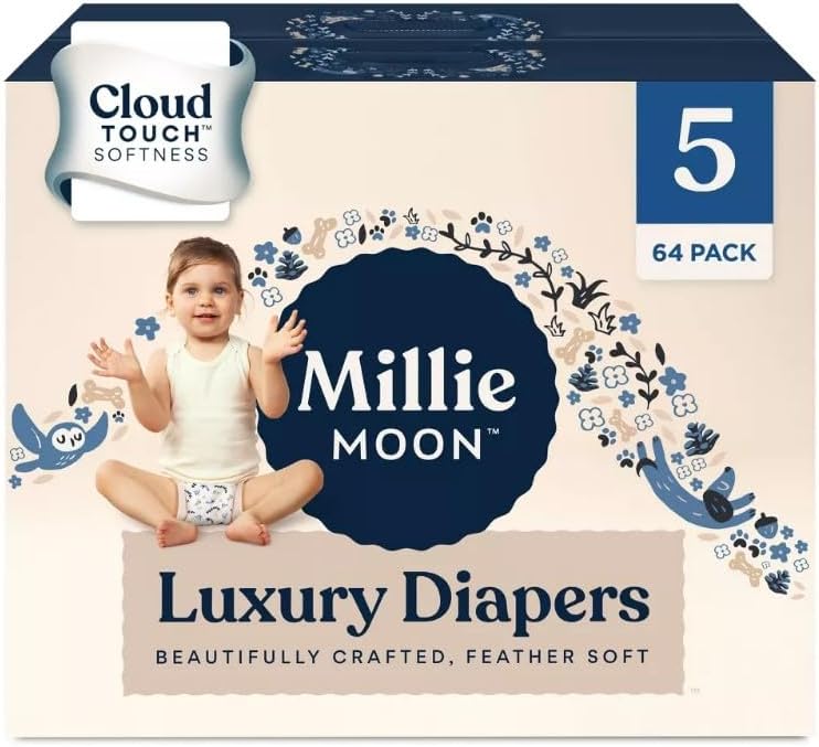 Millie Moon Luxury Diapers (Size-5 and Count-64) White(Pack of 1)