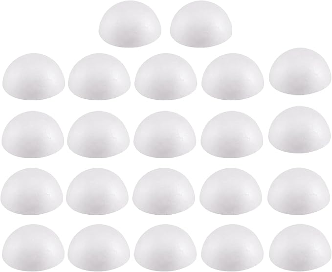 Crafjie 22PCS 2 Inchs White Foam Balls Half Round Polystyrene Half Foam Balls