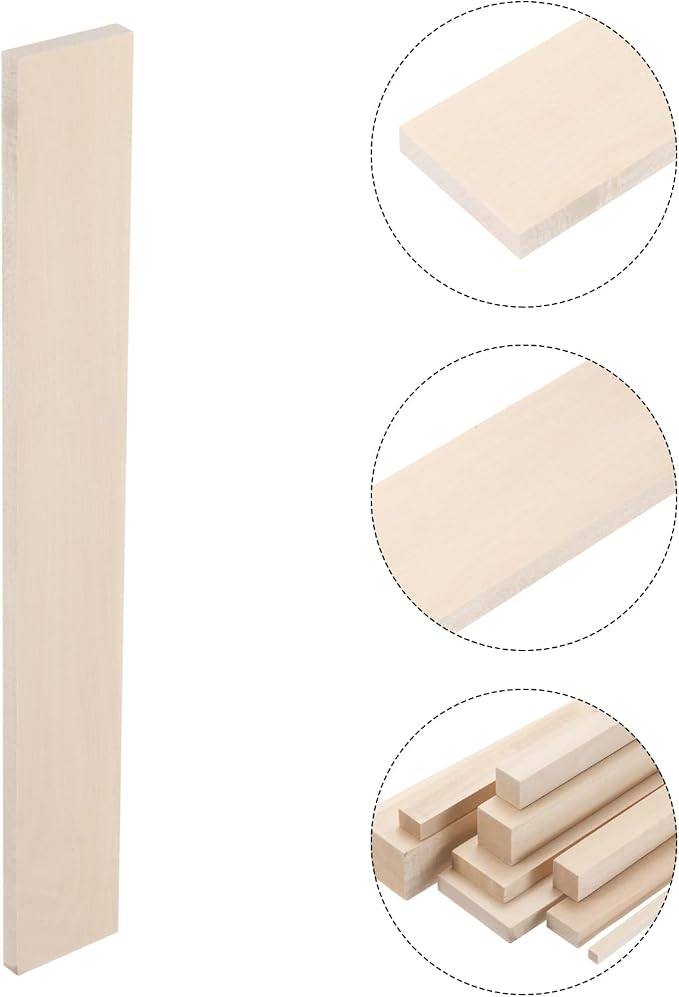 MECCANIXITY 6pcs Wood Sticks, 3/8"x 2" x 15" Rectangle Wooden Cube Wood Square